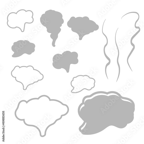 White cigarette smoke waves. Steam, cloud and smoke icons