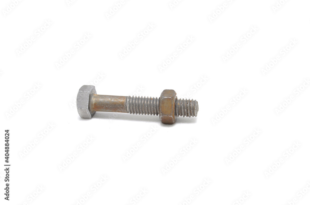 Rusty bolts on white background close-up. Engineering, industry, technology, fasteners Rusty bolts on white background close-up. Engineering, industry, technology, fasteners