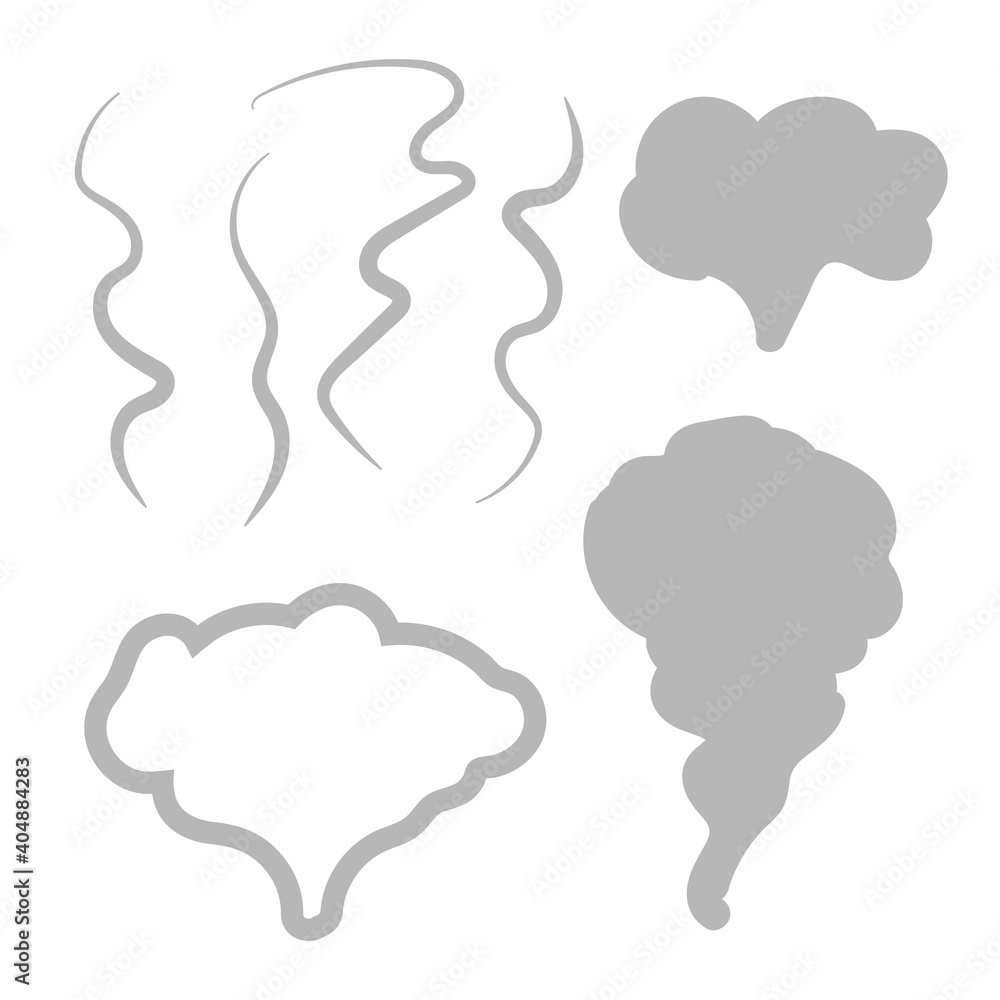 Jet trailing smoke isolated. Steam, cloud and smoke icons Jet trailing smoke isolated. Steam, cloud and smoke icons