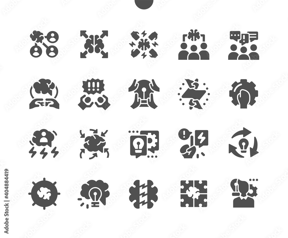 Brainstorm. Teamwork. Work together. Search for ideas. Working process. Business, creativity, fresh, mind, thinking, efficiency, imagination, solution. Vector Solid Icons. Simple Pictogram Brainstorm. Teamwork. Work together. Search for ideas. Working process. Business, creativity, fresh, mind, thinking, efficiency, imagination, solution. Vector Solid Icons. Simple Pictogram