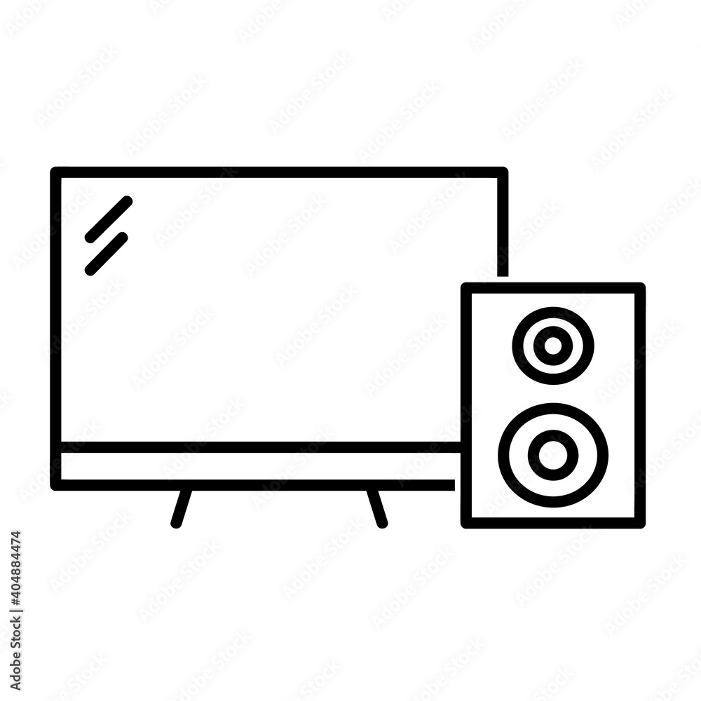 TV monitor and sound column icon. Isolated on white background. Simple flat vector. Eps10 symbol TV monitor and sound column icon. Isolated on white background. Simple flat vector. Eps10 symbol