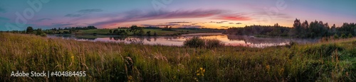 Sunset on the lake, panorama
