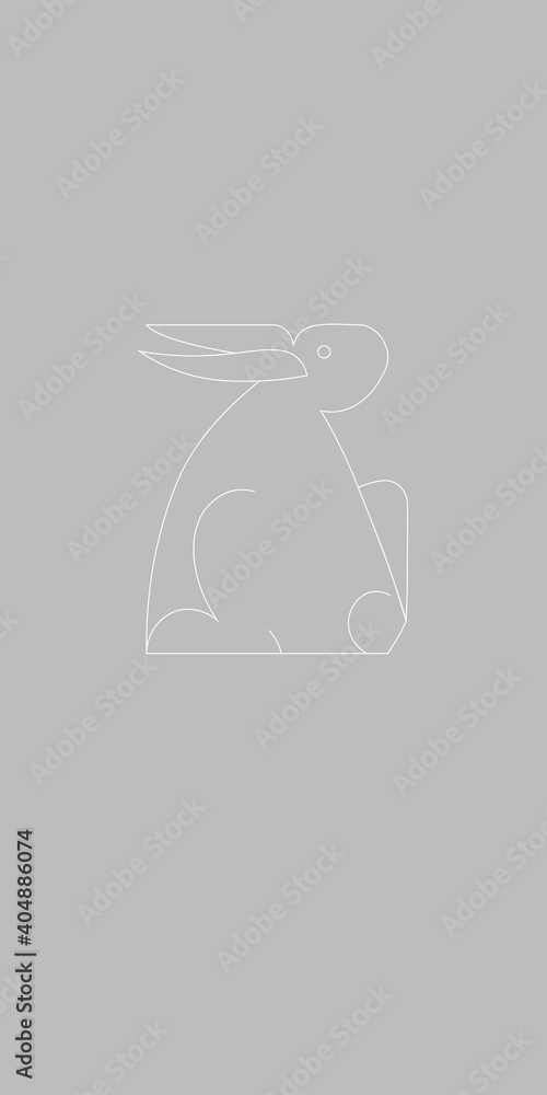vector i hand drawn llustration: line art bunny rabbit Stock Vector ...