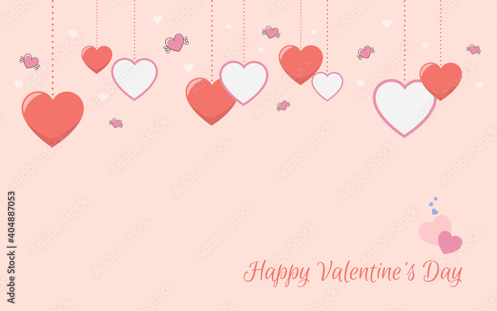 Happy Valentine's day background with heart composition for a trendy banner, poster or greeting card.