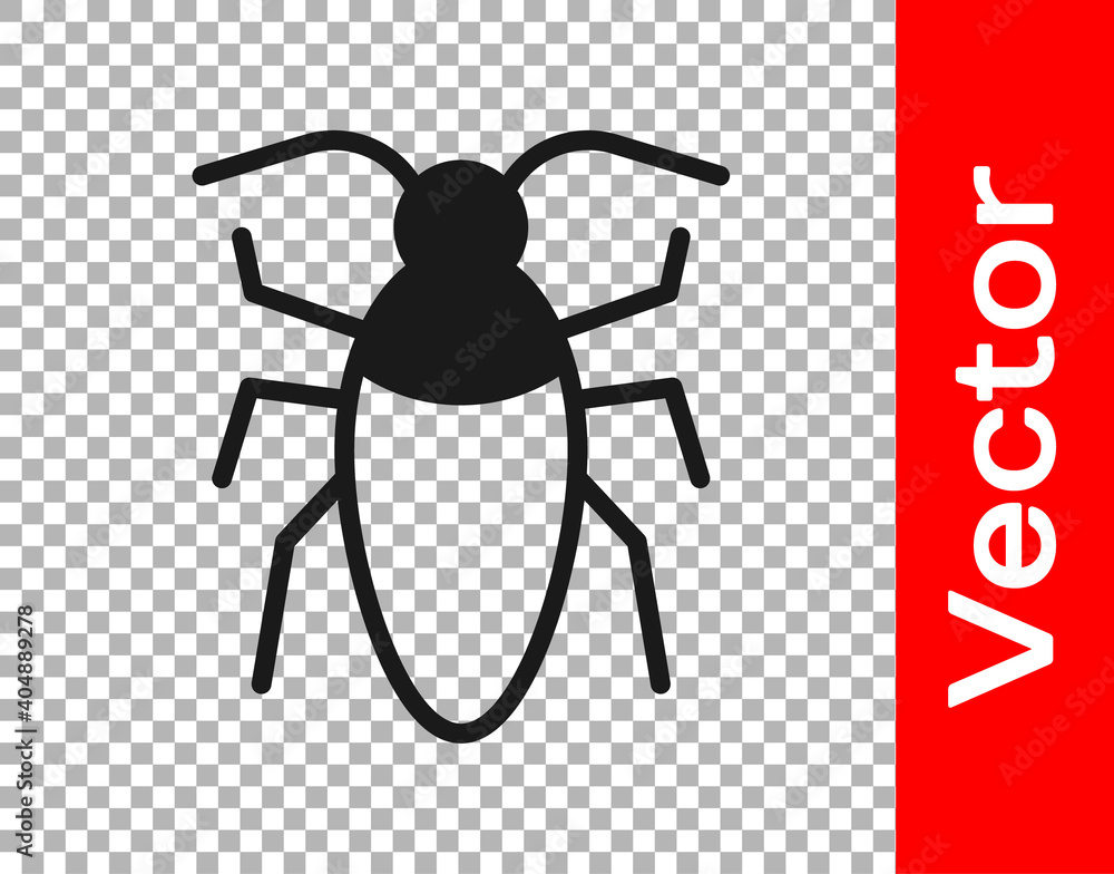 Black Cockroach icon isolated on transparent background. Vector. Black Cockroach icon isolated on transparent background. Vector.