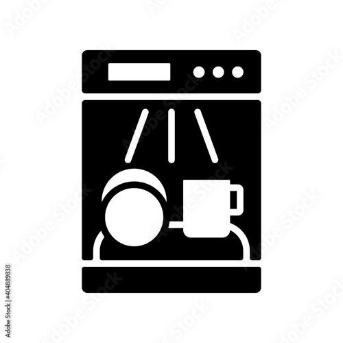 Dishwasher glyph icon. Electric kitchen appliance