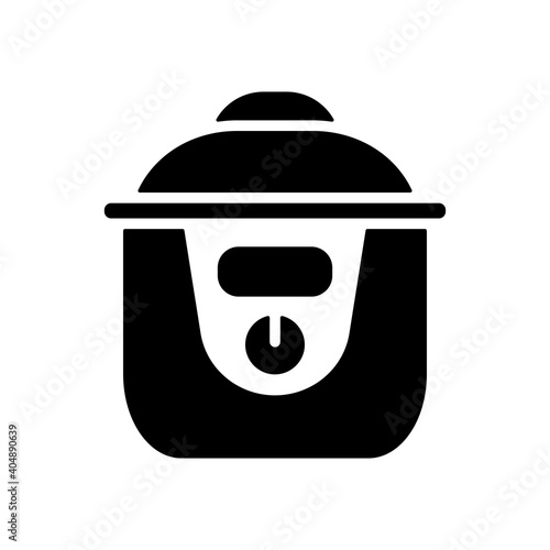 Slow cooking crock pot vector glyph icon