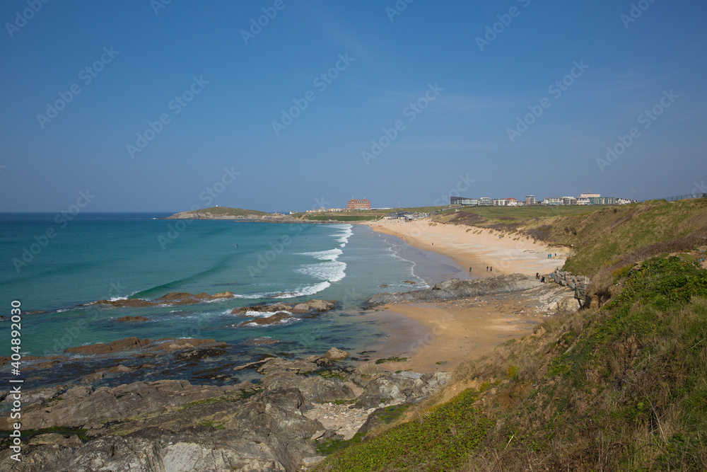 Fistral beach Newquay North Cornwall south west uk waves one of the best surfing beaches in the UK