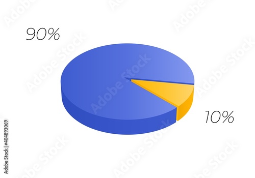 3d pie. Isometric cycle diagram for infographics in 2 parts. Vector chart can be used for graph, report, presentation.