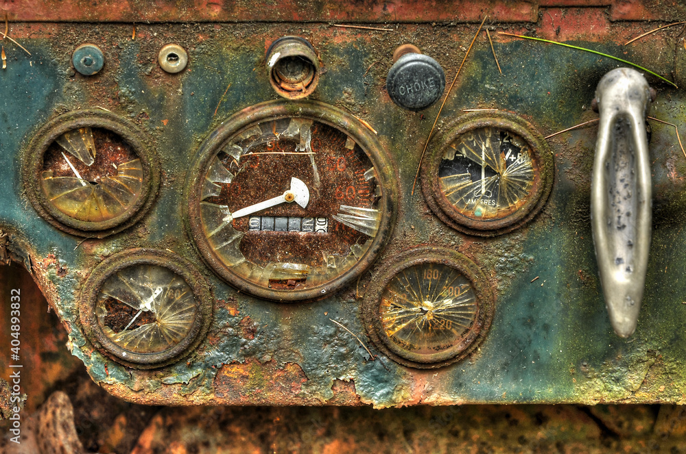 dashboard of old vintage car