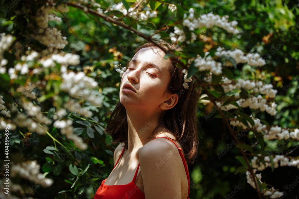 portrait of a girl in the shade of trees portrait of a girl in the shade of trees