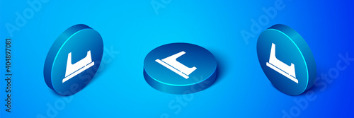 Isometric Baby potty icon isolated on blue background. Chamber pot. Blue circle button. Vector.
