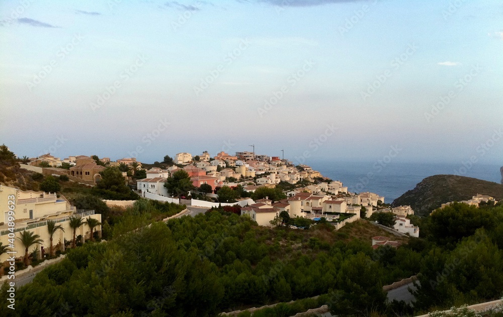 areial view of the village on the hill be the sea