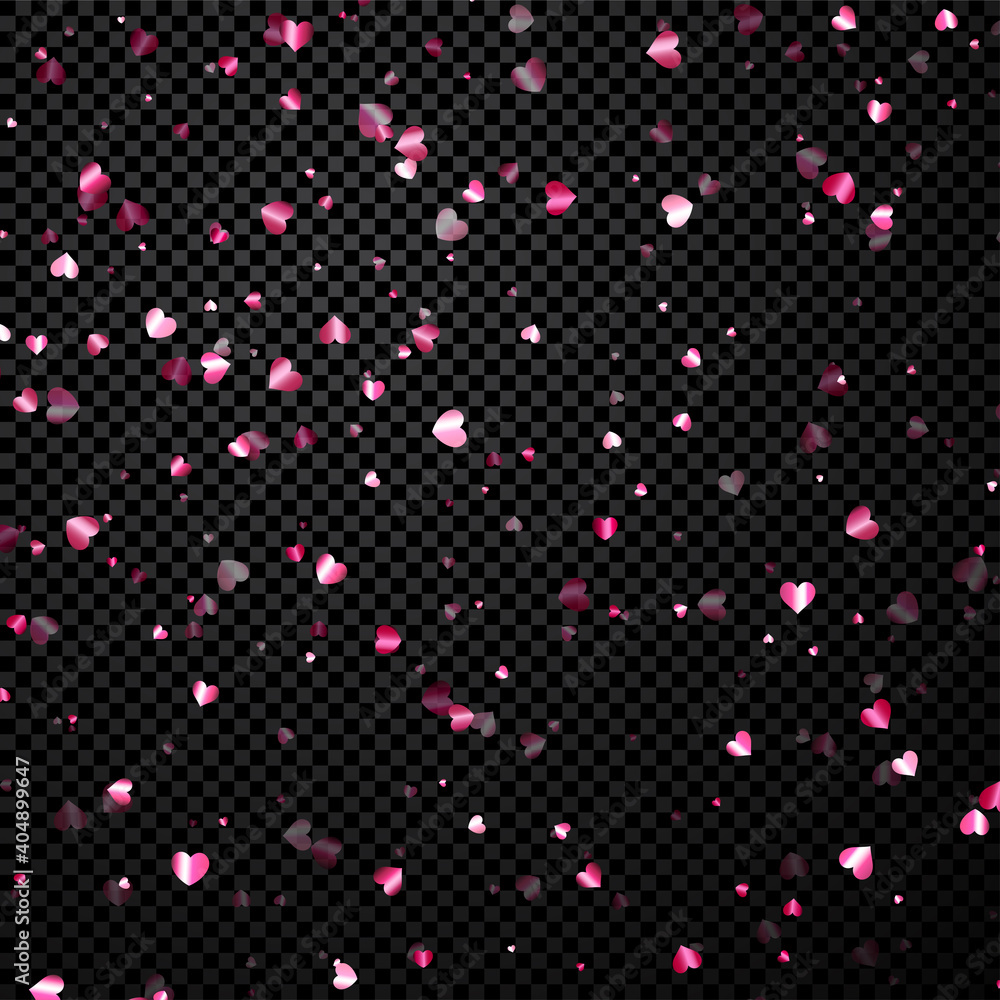 Pink heart confetti on transparent background.