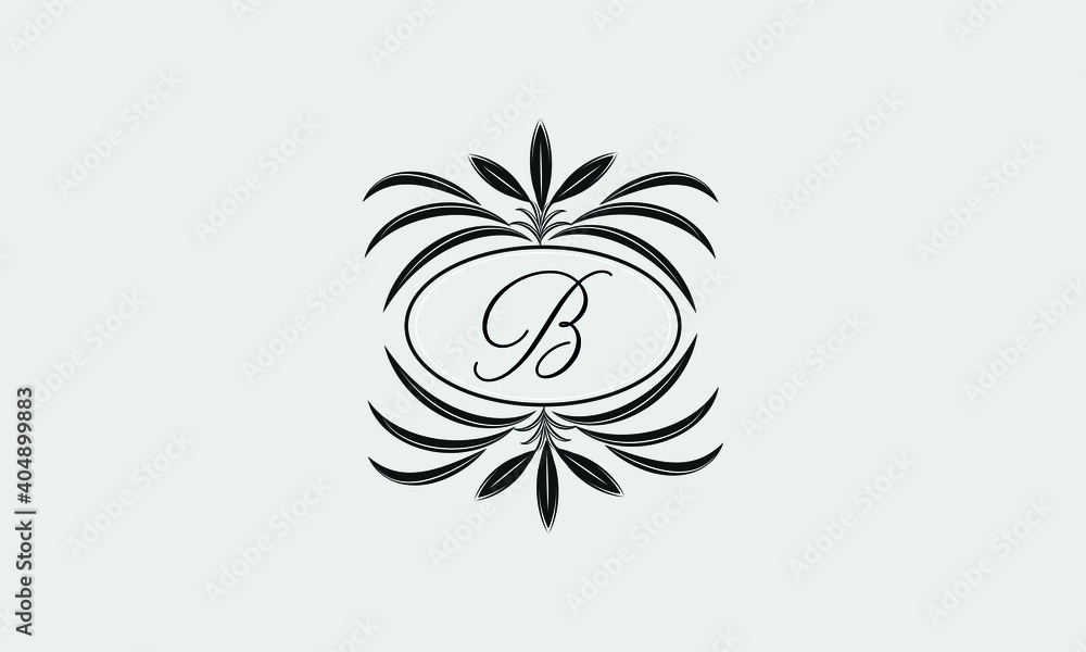 Vector logo design in trendy linear style. Floral monogram with the letter B in the center or space for the text of the letter - an emblem for fashion, beauty and jewelry industry, business Vector logo design in trendy linear style. Floral monogram with the letter B in the center or space for the text of the letter - an emblem for fashion, beauty and jewelry industry, business