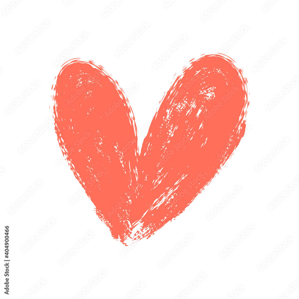 Vector grunge heart isolated on white background. Symbol of St. Valentine's day. Love concept. Greeting cards elements. 