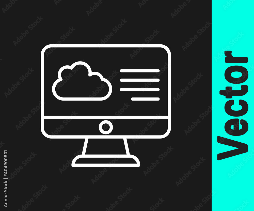 White line Weather forecast icon isolated on black background. Vector. White line Weather forecast icon isolated on black background. Vector.