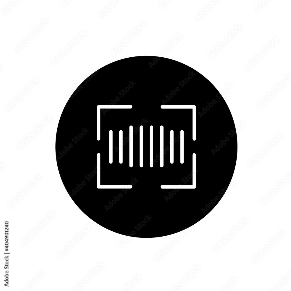 Barcode icon in black circular style. Barcode symbol. Vector illustration Barcode icon in black circular style. Barcode symbol. Vector illustration
