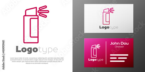 Logotype line Pepper spray icon isolated on white background. OC gas. Capsicum self defense aerosol. Logo design template element. Vector.