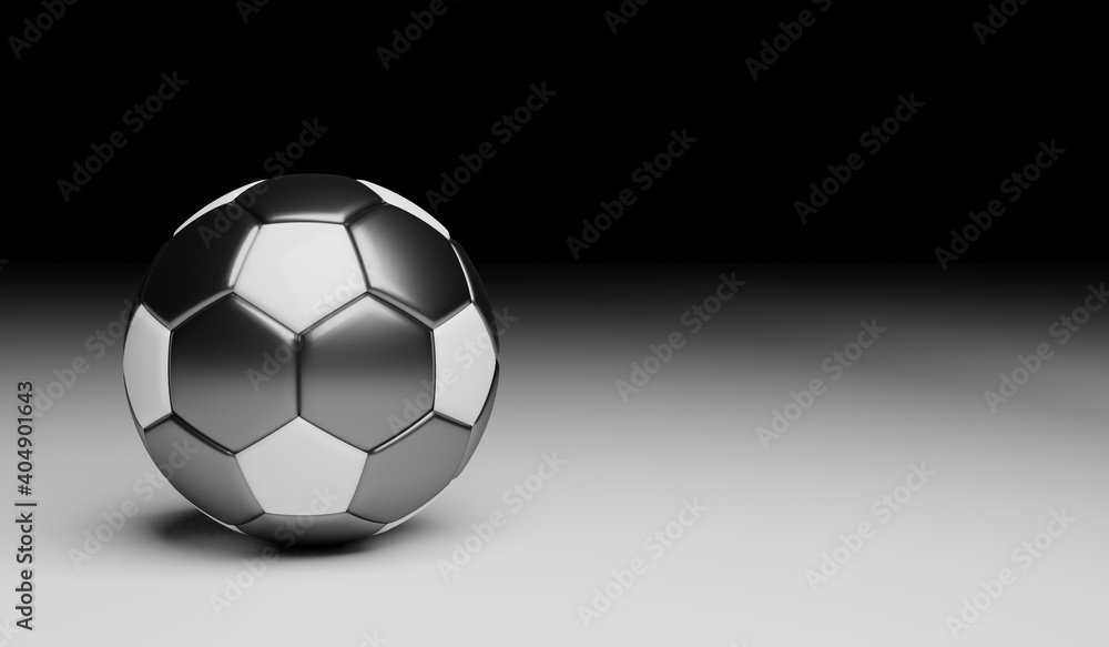 Naklejka premium soccer ball black and white game background 3d render