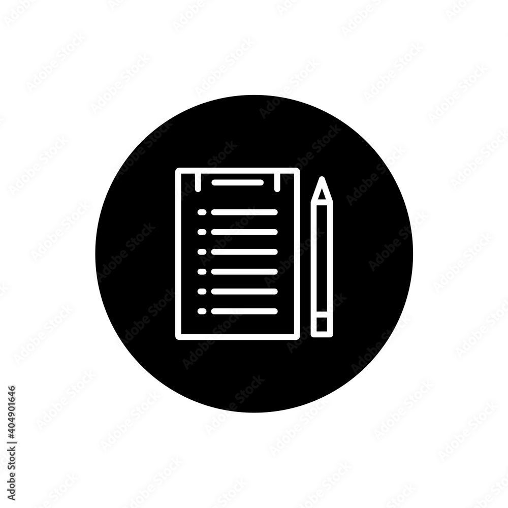 List notes icon in black circular style. List note symbol. Vector illustration List notes icon in black circular style. List note symbol. Vector illustration