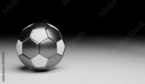 soccer ball black and white game background 3d render