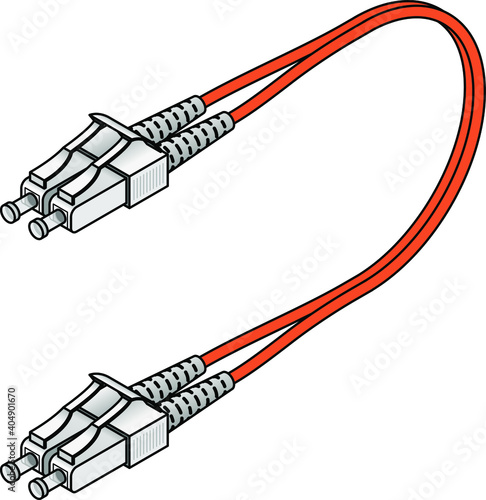 A fibre channel optical data communications cable with LC connectors.