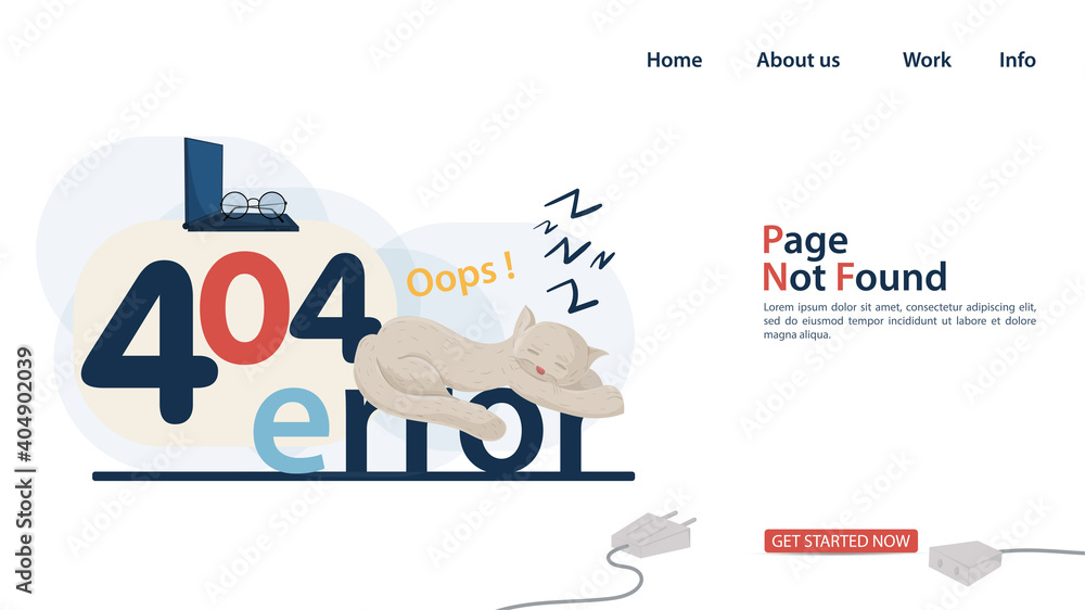Cat curled up in a ball sleeping on the inscription error 404 banner for the design of the Website Or Mobile applications page not found Flat Vector Illustration Cat curled up in a ball sleeping on the inscription error 404 banner for the design of the Website Or Mobile applications page not found Flat Vector Illustration