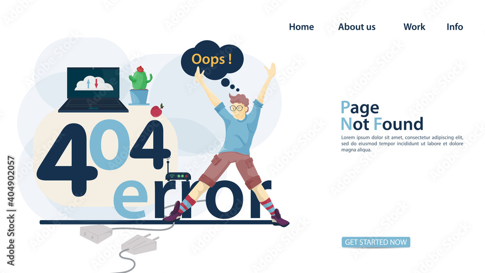 The guy with his hands raised sits on the inscription error 404 banner for the design of the Website Or Mobile applications page not found Flat Vector Illustration The guy with his hands raised sits on the inscription error 404 banner for the design of the Website Or Mobile applications page not found Flat Vector Illustration