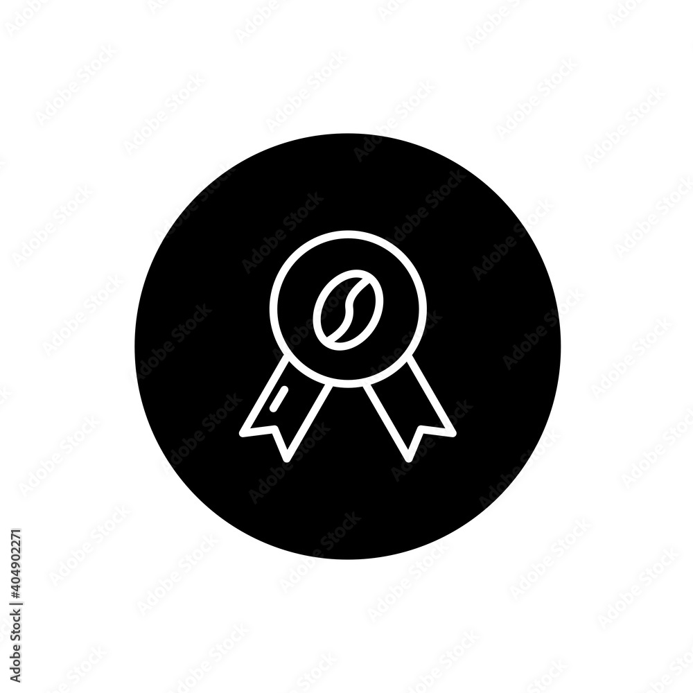 Coffee award icon in black circular style. A symbol of appreciation for coffee. Vector illustration Coffee award icon in black circular style. A symbol of appreciation for coffee. Vector illustration