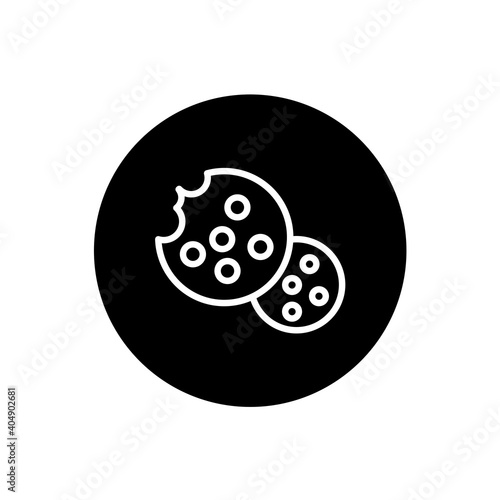 Cookies icon in black circular style. Cookies symbol. Vector illustration