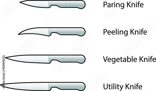A set of kitchen knives - paring, peeling (tournÃ?Â©), vegetable and utility.