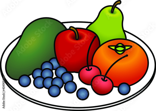 Paleo diet component (3 of 5) - fruit and berries. Plate size indicate relative recommended volume. Collect all 5 plates!