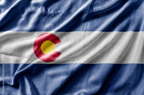 Waving detailed national US country state flag of Colorado