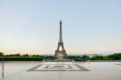 Trocadero square in Paris. View to the city and Eiffel tower from above © Anna