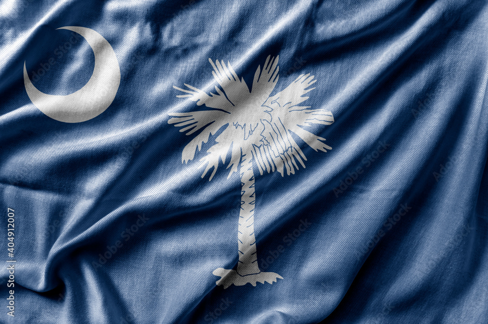 Φωτογραφία Waving detailed national US country state flag of South Carolina