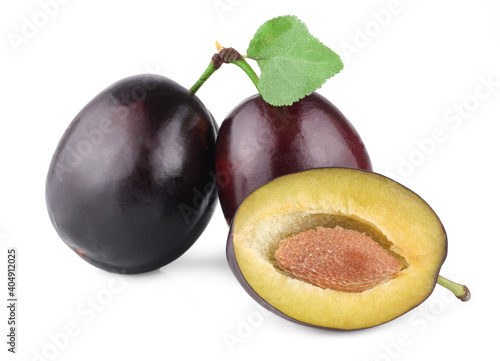 Fresh plums isolated on a white background