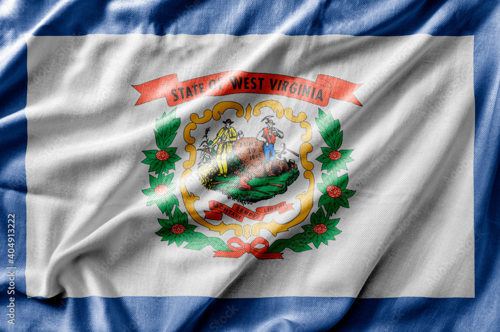 Φωτογραφία Waving detailed national US country state flag of West Virginia