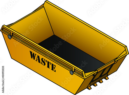 A yellow waste skip/bin.