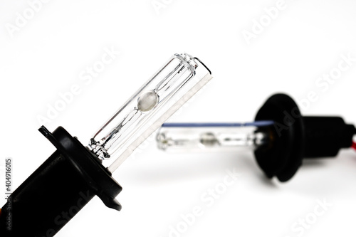 Photos xenon lamps isolated on white. The appearance of a xenon lamp.
