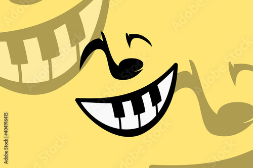 Smile piano music logo design template 
