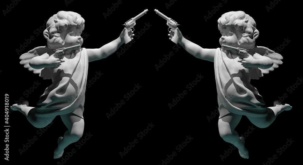 Εκτύπωση καμβά cupid angel for valentines day with  gun 3D render