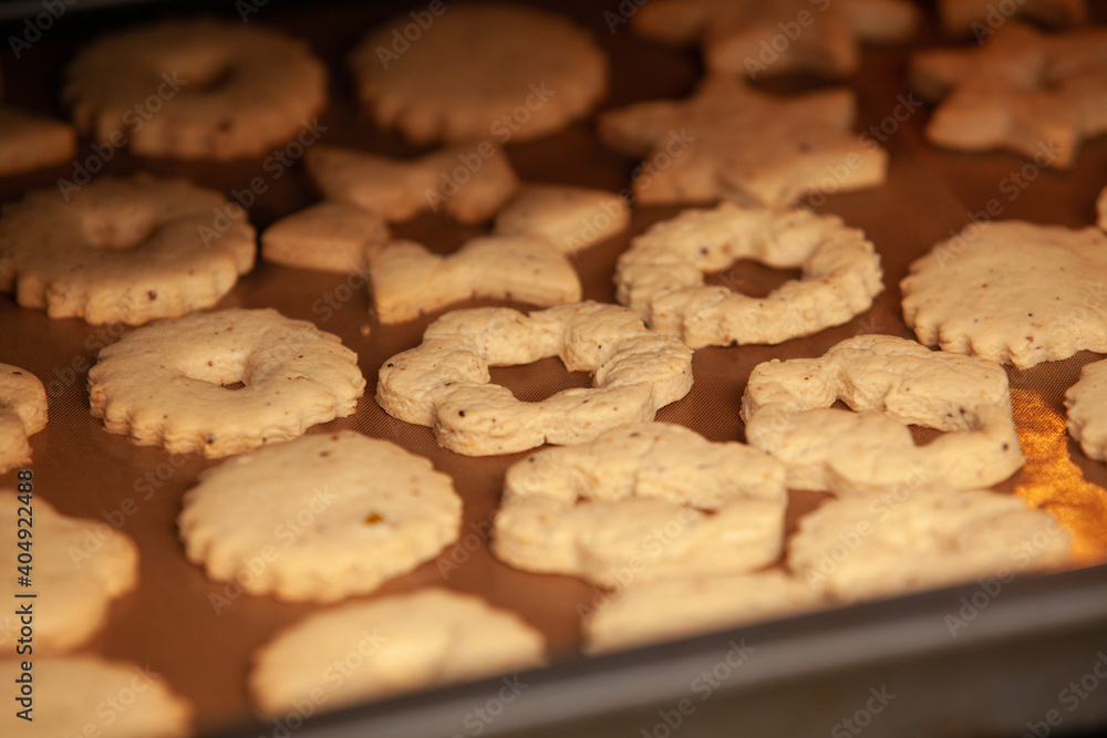 Cookies on a baking sheet in the oven Cookies on a baking sheet in the oven