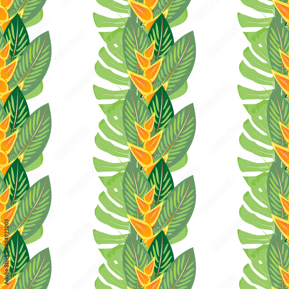 Exotic, tropical seamless pattern with palm branches. Vector. Exotic, tropical seamless pattern with palm branches. Vector.