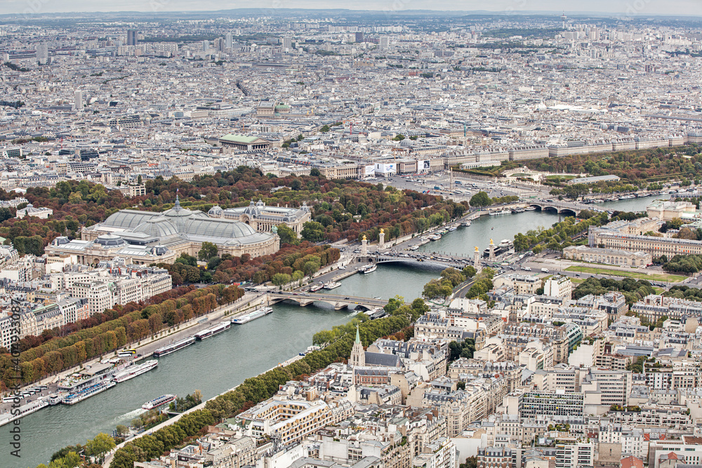 Paris. Aerial view of the capitals of France.