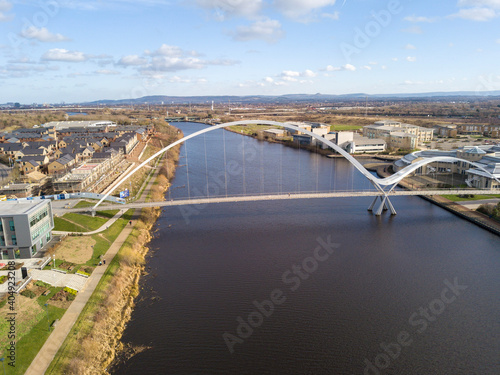 The river tees at Stockton on tees showing the river and urban landscape