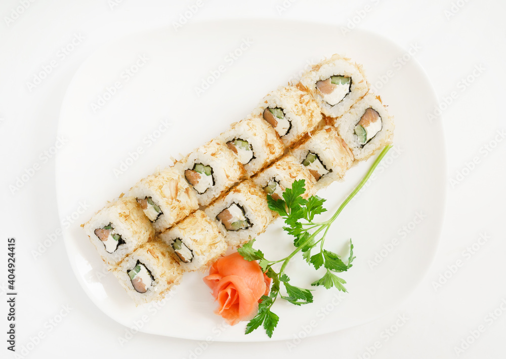 sushi on the white plate sushi on the white plate