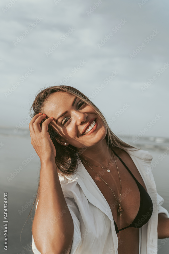 Happy Woman on the Beach, smiling  - Jericoacoara - Ceará