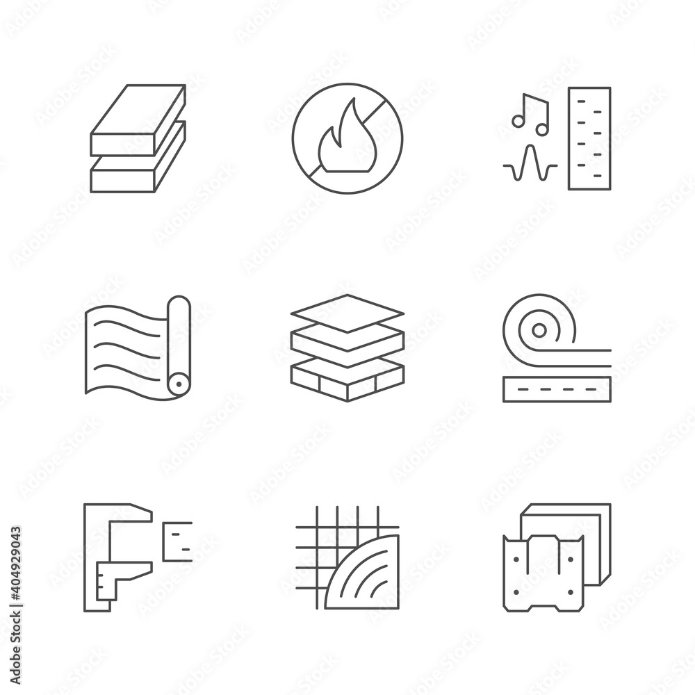 Set line icons of insulation - obrazy, fototapety, plakaty 