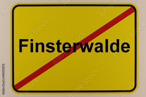 Illustration eines Stadtausgangsschildes der Stadt Finsterwalde photo